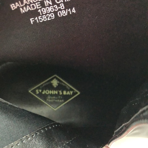 St Johns Bay Black Stretch Fabric Wedge Side Zip Booties Women’s 9.5 - Picture 9 of 10